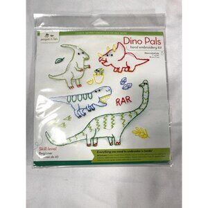 penguin & fish dino pals hand embroidery kit skill level beginner